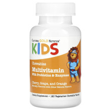 California Gold Nutrition, Multivitamines à Croquer avec Probiotiques et Enzymes pour Enfants, Fruits Assortis, 120 Comprimés Végétariens