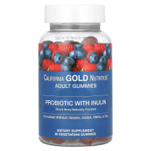 California Gold Nutrition, Gommes Probiotiques avec Inuline, Baies Mixtes Naturelles, 90 Gommes Végétariennes