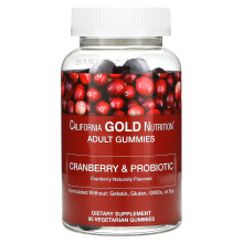California Gold Nutrition, Gommes de Canneberge et Probiotiques, Canneberge Naturelle, 90 Gommes Végétariennes
