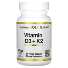 California Gold Nutrition, Vitamin D3 + K2, 60 pflanzliche Kapseln