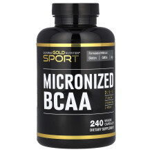 California Gold Nutrition, Sport, BCAA Micronisé, Acides Aminés à Chaîne Ramifiée, 500 mg, 240 Gélules Végétales (250 mg par Gélule)