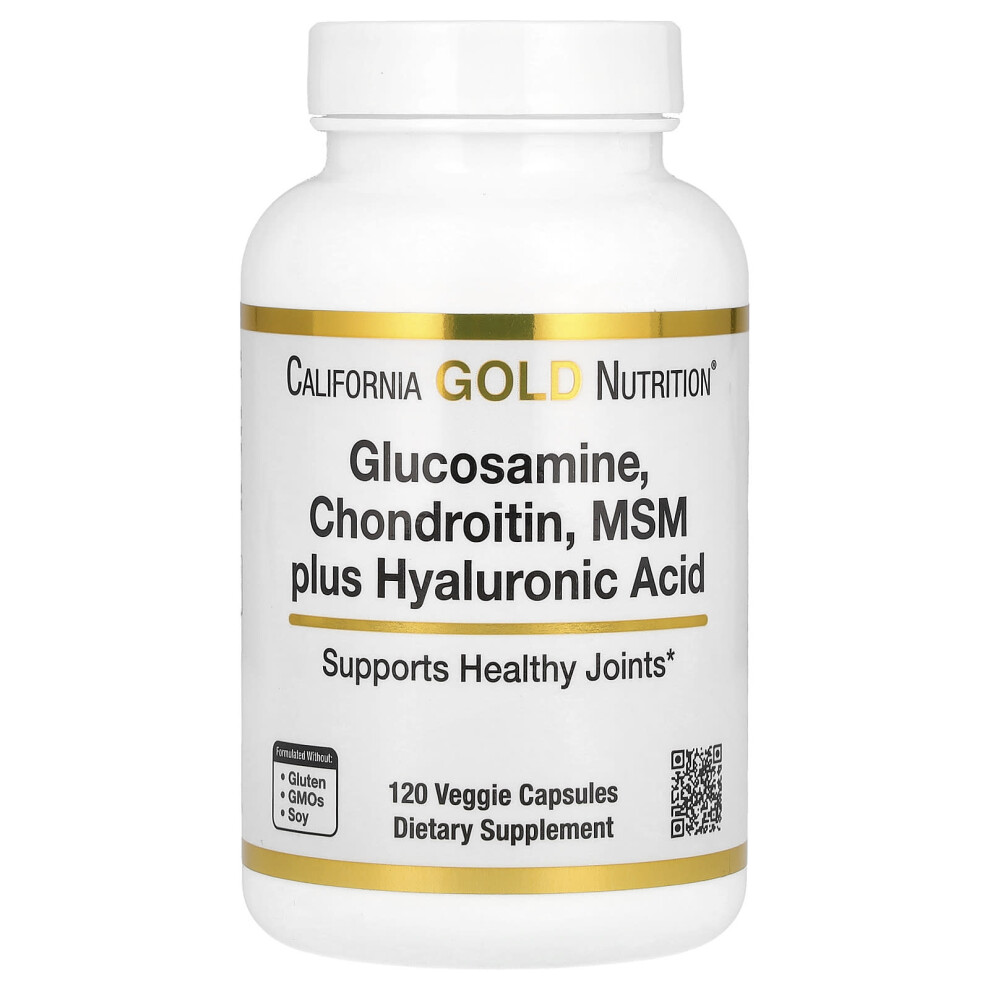 California Gold Nutrition Gold California Nutrition, Glucosamine, Chondroitin, Msm Plus Hyaluronic Acid, 120 Veggie Caps
