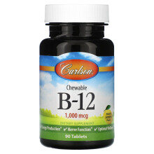 Carlson, Kautabletten Vitamin B-12, Zitrone, 1.000 mcg, 90 Tabletten