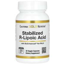 California Gold Nutrition, Stabilisierte R-Liponsäure, 30 Veggie-Kapseln