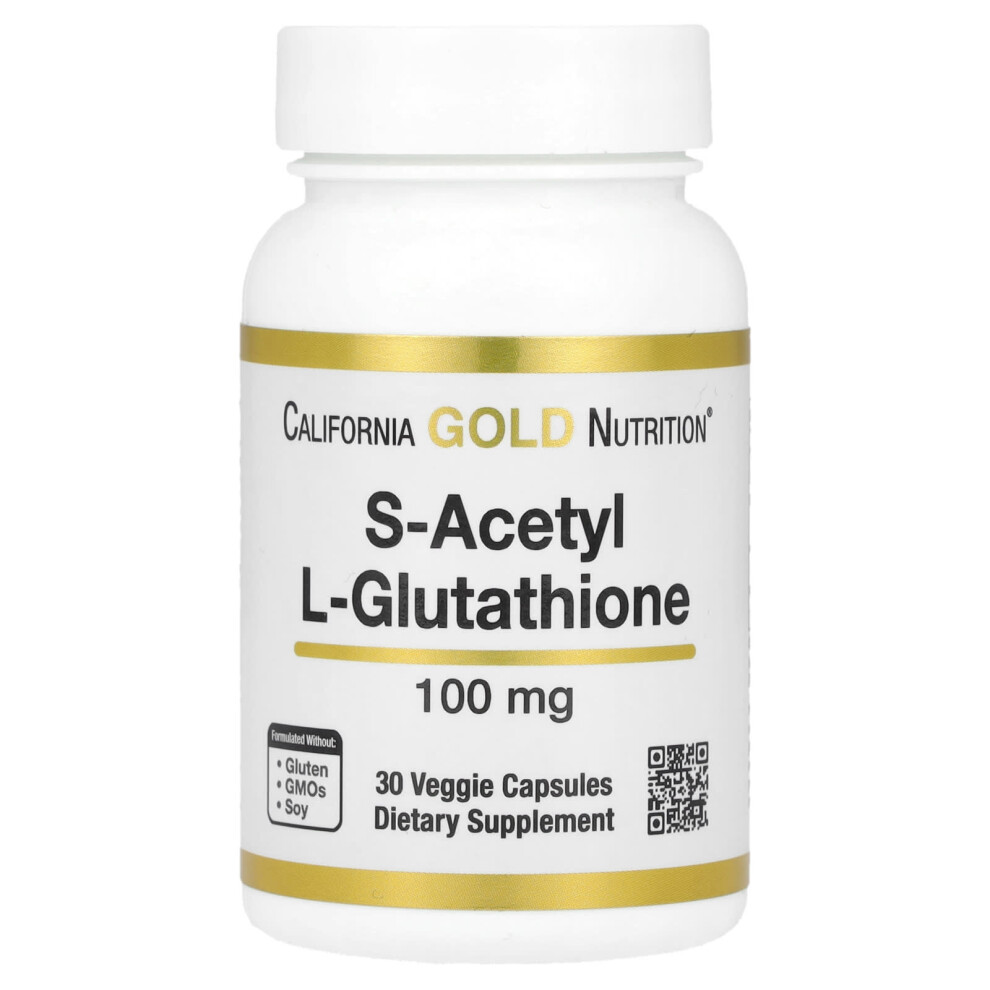 California Gold Nutrition Gold California Nutrition, S-Acetyl L-Glutathione, 100 Mg, 30 Veggie Capsules