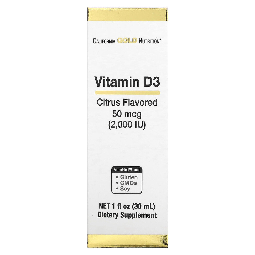 California Gold Nutrition Gold California Nutrition, Vitamin D3, Citrus, 2,000 Iu, 1 Fl Oz (30 Ml)