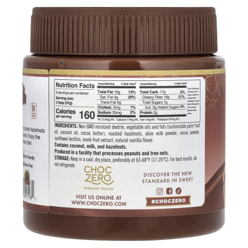 ChocZero, Milch Kakao Haselnuss Aufstrich, 12 oz (340 g) 2