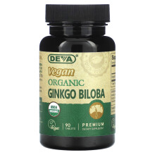 Deva, Veganes Organisches Ginkgo Biloba, 90 Tabletten