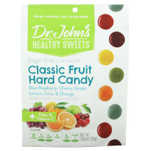 Dr. John's Healthy Sweets, Bonbons Fruit Classique Dur, + Fibres & Vitamine C, Sans Sucre, 3,85 oz (109 g)
