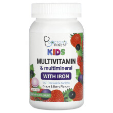 Doctor's Finest, Multivitamines et Multimineraux pour Enfants avec Fer, Raisin et Baies, 150 Comprimés à Croquer