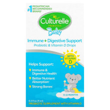 Culturelle, Probiotiques, Bébé, Soutien Immunitaire + Digestif, Gouttes Probiotiques et Vitamine D, 0-12 Mois, 0.3 fl oz (9 ml)