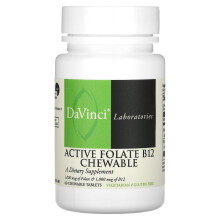 DaVinci Laboratories of Vermont, Folate actif B12 à croquer, 60 comprimés à croquer