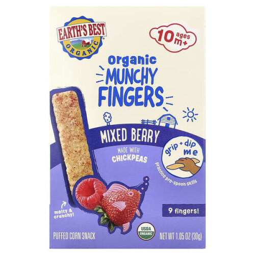Bio-Knusperstäbchen, gepuffter Mais-Snack, 10+ Monate, gemischte Beeren