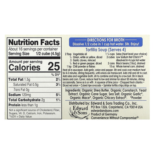 Edward & Sons, Not-Chick'n Bouillon Cubes, Low Sodium, 8 Cubes 2