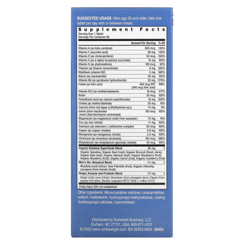 Rainbow Light, Men's One 50+ Daily Multivitamin, High Potency, 60 Vegetarian Tablets 2