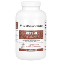 Real Mushrooms, Reishi, Poudre d'Extrait de Champignon, 200 Gélules
