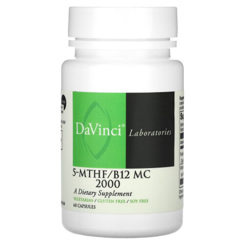 DaVinci Laboratories du Vermont, 5-MTHF/B12 MC 2000, 60 Gélules