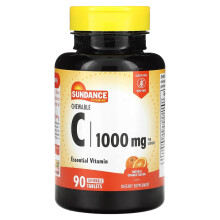 Sundance Vitamins, Kautabletten C, Natürlicher Orangen-Geschmack, 1.000 mg, 90 Kautabletten (500 mg pro Tablette)