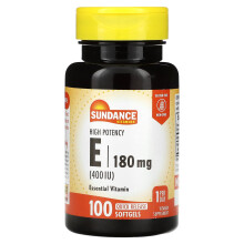 Sundance Vitamins, E à Haute Puissance, 180 mg (400 UI), 100 Gélules Molles à Libération Rapide