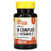Sundance Vitamins, Komplettes B-Komplex + Vitamin C, 100 Überzogene Tabletten