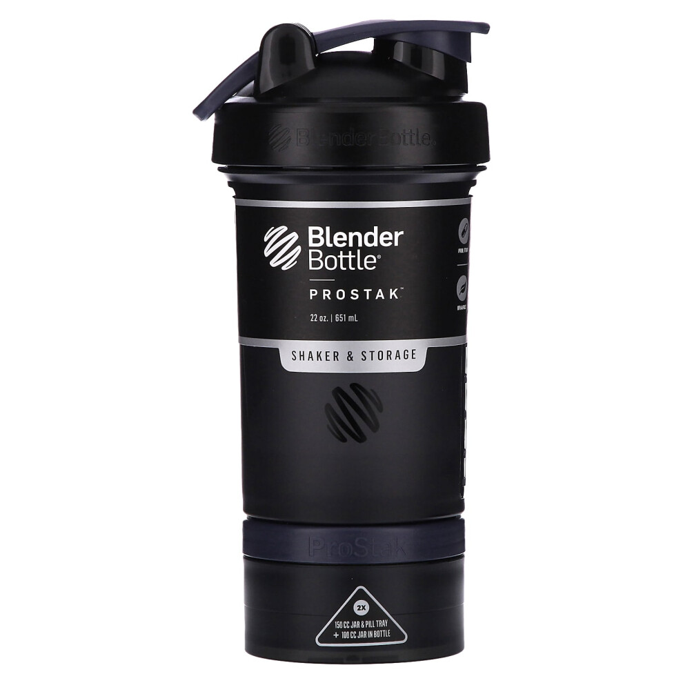 Blender Bottle Black Prostak, Shaker & Storage, Fc 22 Oz (651 Ml)