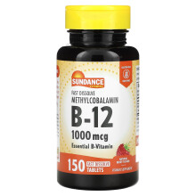 Sundance Vitamins, Schnell Zerfallendes Methylcobalamin B-12, Natürliche Beere, 1.000 mcg, 150 Schnell Zerfallende Tabletten