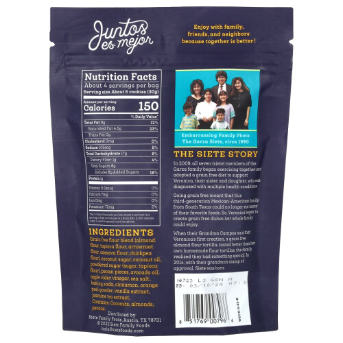 Siete, Biscuits Sans Céréales, Mariage Mexicain, 4,5 oz (127,6 g) 2