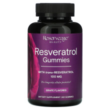 Reserveage Beauty, Resveratrol Gummis, Traubengeschmack, 100 mg, 60 Gummis (50 mg pro Gummibärchen)