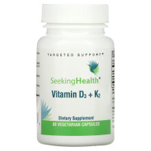 Seeking Health, Vitamin D3 + K2, 60 vegetarische Kapseln