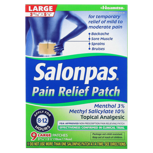 Salonpas, Schmerzlinderndes Pflaster, Groß, 9 Pflaster