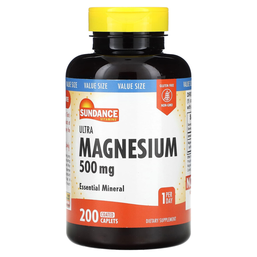 Sundance Vitamins , Ultra Magnesium, 500 Mg, 200 Coated Caplets