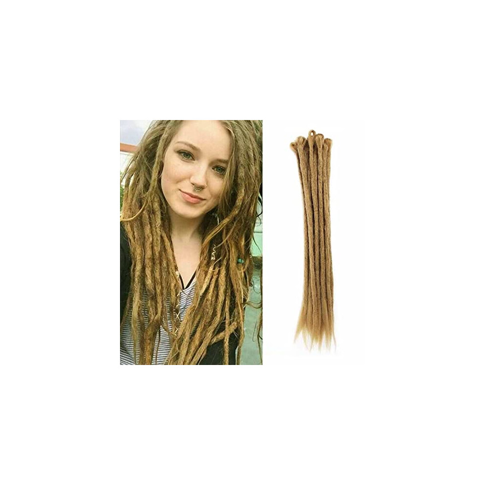 Dsoar Unisex Brown Dreadlock Extensions Synthetic Dreads 20 Inch 12 Strands Handmade Dreadlocks Extensions Hippie Crochet Loc Extensions (Light Color)