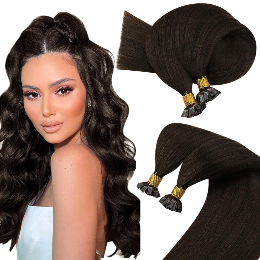 Soligt Hï¿½R Sunny Hair Flat Tip Hair Extensions Darkest Brown Flat Tip Remy Hair Extensions Long Brown Prebonded Flat Tips Hair Extensions Brazilian Hair Flat Ker