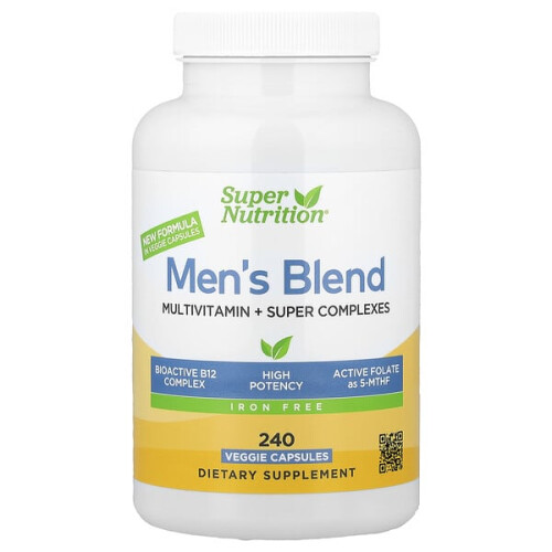 Multivitamines pour Hommes avec Super Adaptogènes, Verts, Épices et Vitamine A, Sans Fer