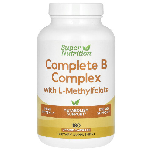 Super Nutrition, Complexe B Complet avec L-Méthylfolate, 180 Capsules Végétales