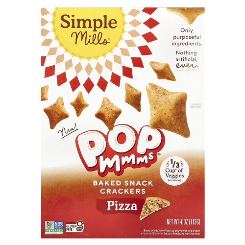 Simple Mills, Pop Mmms, Gebackene Snack-Cracker, Pizza, 4 Unzen (113 g)
