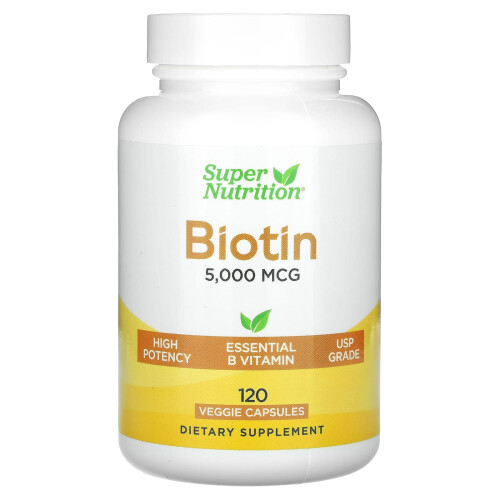 Super Nutrition, Biotin, 5.000 mcg, 120 Veggie-Kapseln