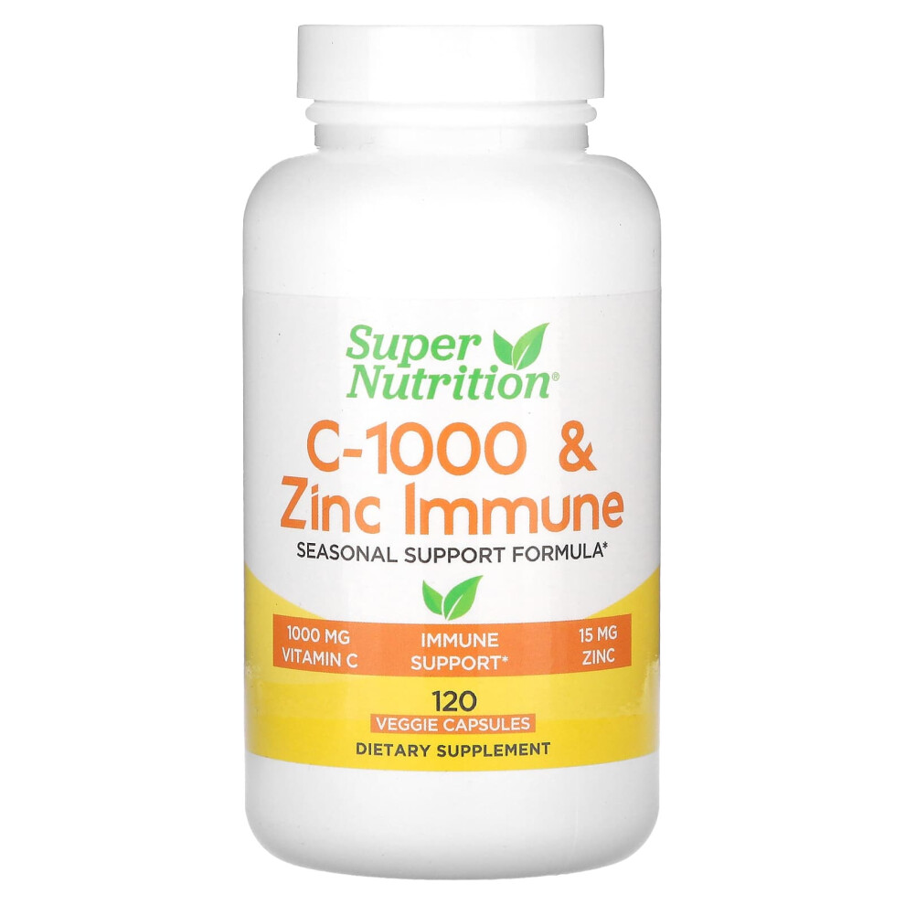 Super Nutrition , C-1000 & Zinc Immune, 120 Veggie Capsules
