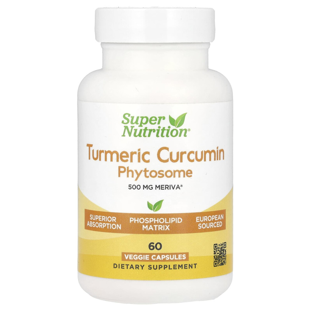 Super Nutrition , Turmeric Curcumin Phytosome Merivaã, 500 Mg, 60 Veggie Capsules