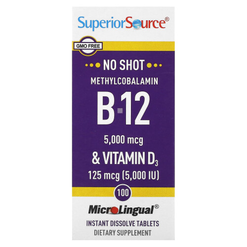 Superior Source, Méthylcobalamine B-12 et Vitamine D3, 100 Comprimés MicroLingual à Dissolution Instantanée