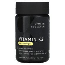 Sports Research, Vitamin K2, Extra Stärke, 180 mcg, 60 vegetarische Weichkapseln