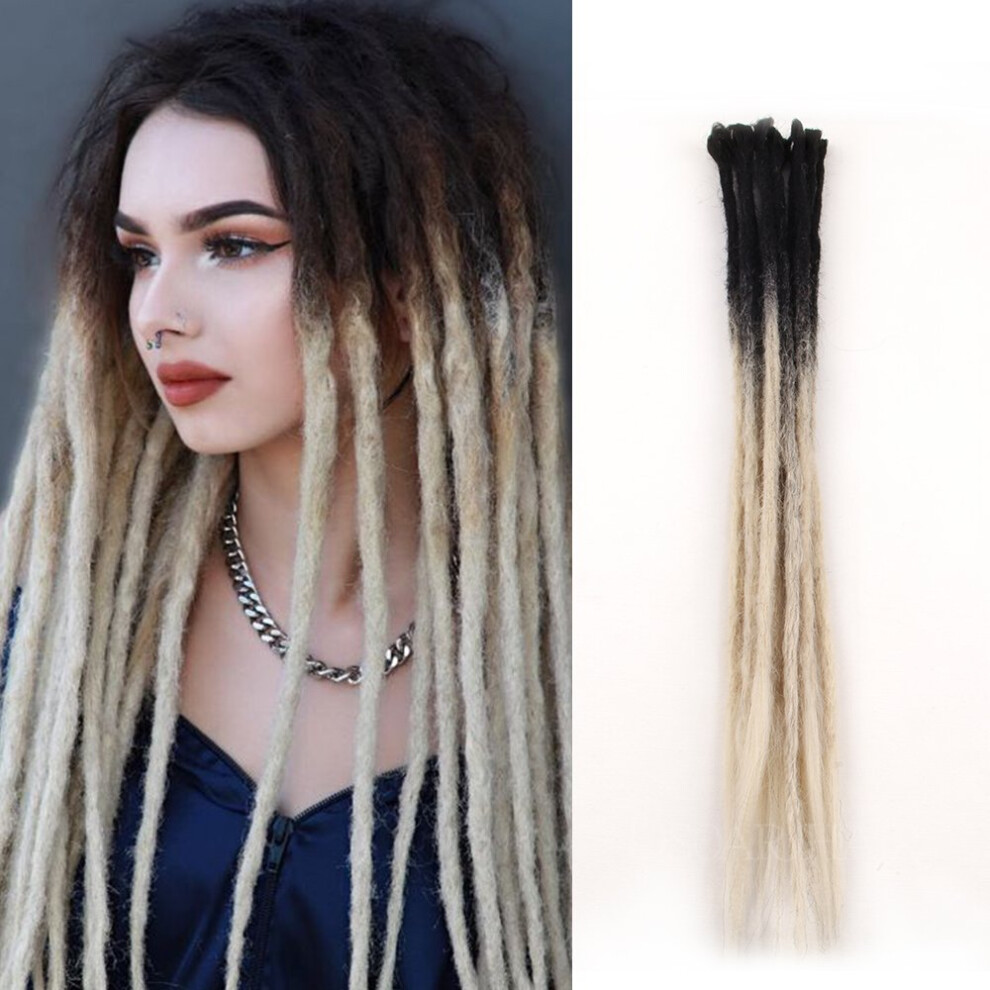 Dsoar Unisex Black Dreadlocks Extensions 24 Inch Ombre Synthetic Dreads Handmade Dreads Extensions Hippie Crochet Locs 10 Strands/Pack( And Blonde)