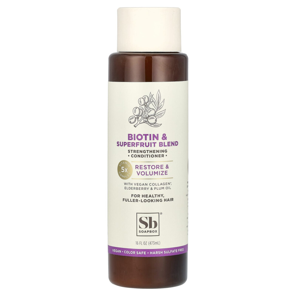 Soapbox , Strengthening Conditioner, Biotin & Superfruit Blend, 16 Fl Oz (473 Ml)
