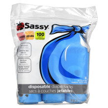 Sassy, Wegwerf-Windelsäcke, 100 Säcke, 4 Rollen à 25 Stück