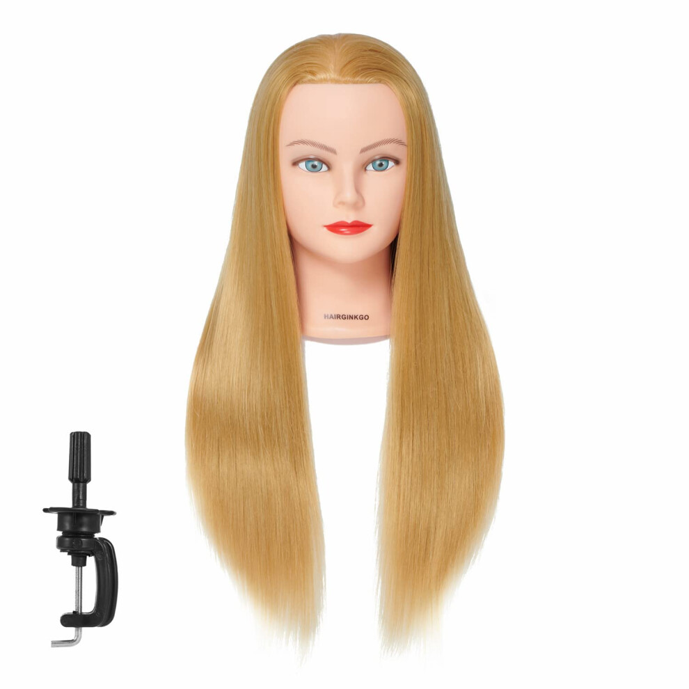 Frisyr Training Head 26""-28"" Mannequin Head Synthetic Fiber Cosmetology Doll Head Hair Styling Manikin Braiding Head Hairdresser Training Model F