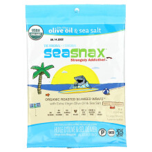SeaSnax, Organic Roasted Seaweed Wrapz, Original, 5 Large Sheets, 0.54 oz (15 g)