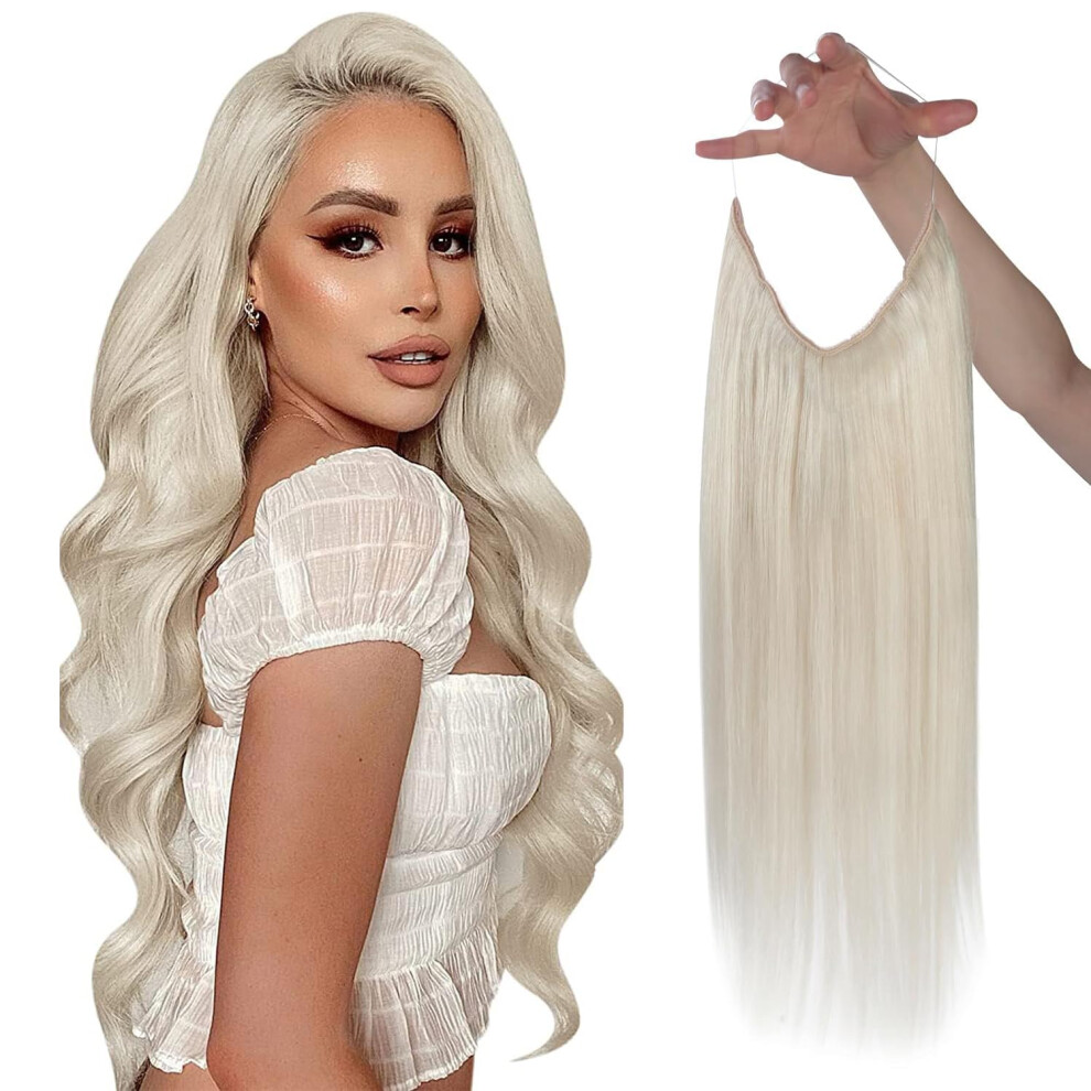 Soligt Hï¿½R Sunny Invisible Wire Hair Extensions Blonde Clips In Hair Extensions Platinum Blonde Wire Extensions Remy Hair White Blonde Fish Line Hair Extensions