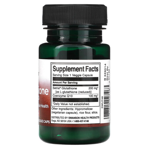 Swanson, L-Glutathion mit CoQ10, 30 Vegane Kapseln 2