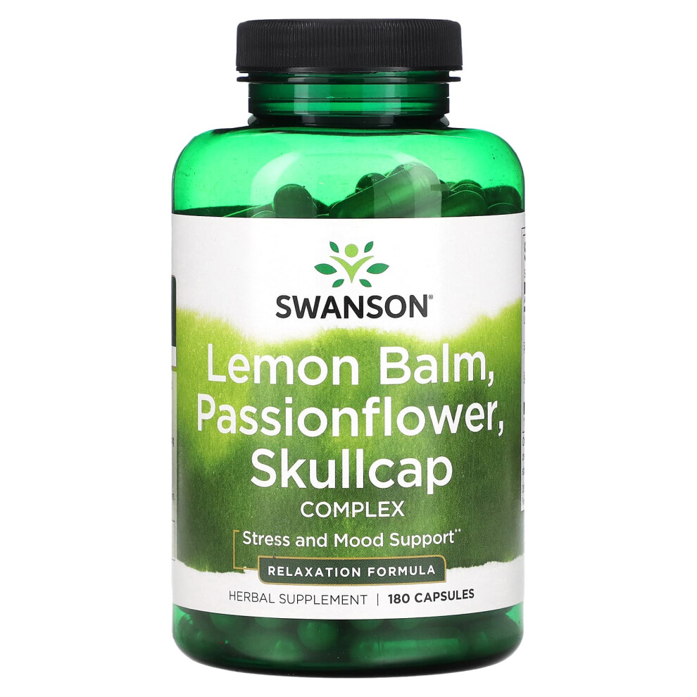 Swanson Lemon Balm, Passionflower, Skullcap Complex - 180 Caps