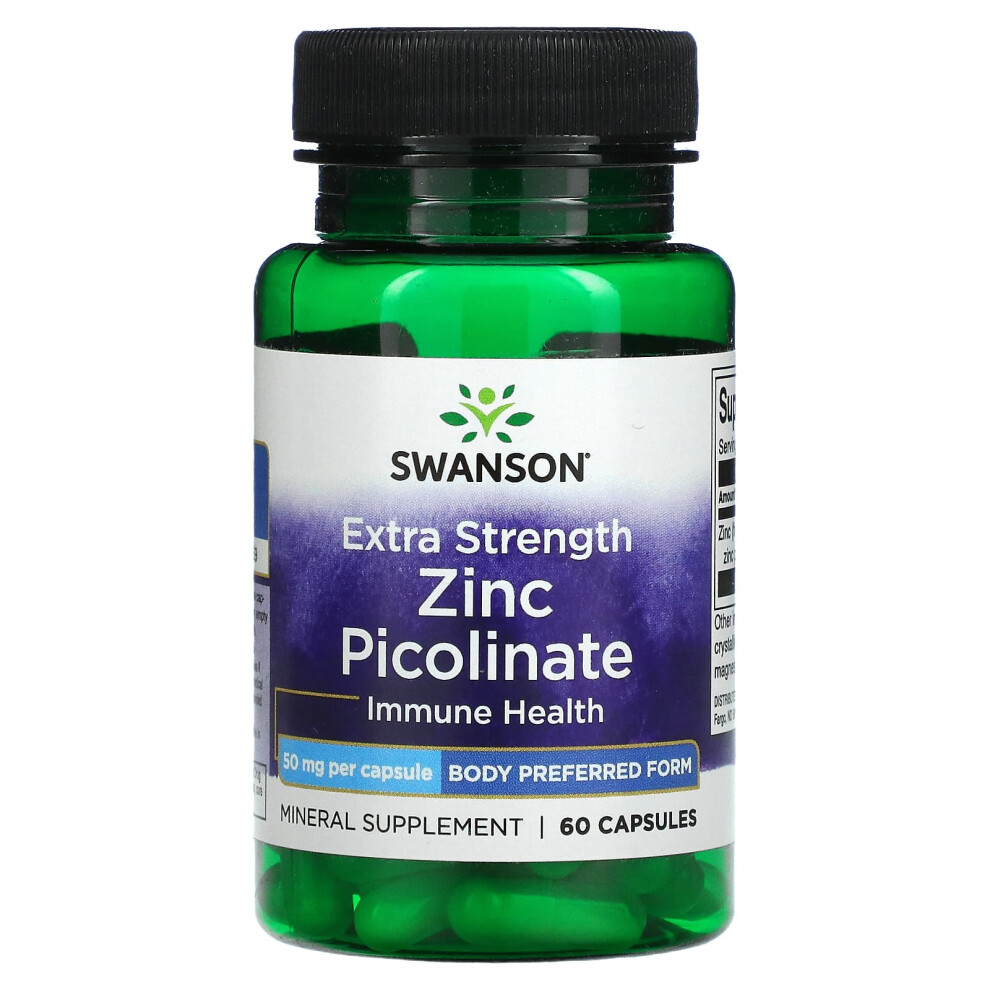 Swanson , Extra Strength Zinc Picolinate, 50 Mg, 60 Capsules